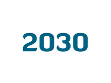 Zahlenfolge '2030' in blauer, fetter Schrift auf weißem Hintergrund.