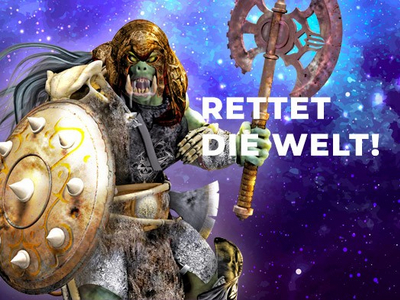 Heldenverlies Rettet die Welt Rettet die Welt. Krieger mit Beil und Schild