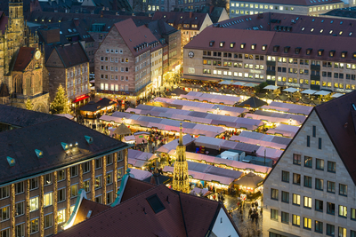 Christkindlesmarkt in Nuremberg from above